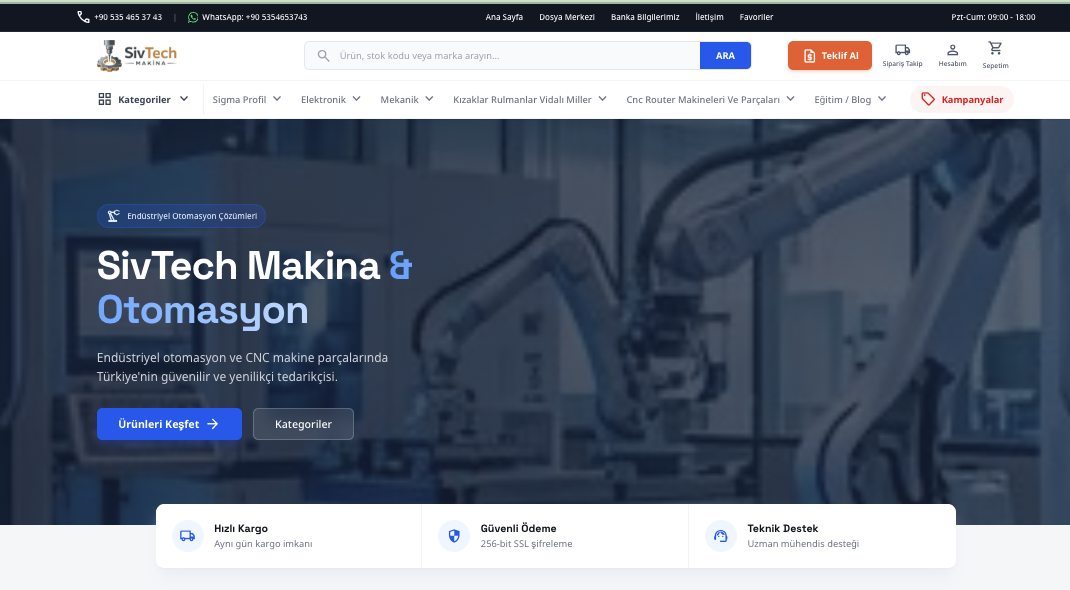 SivTech Makina – Custom E-Commerce Store